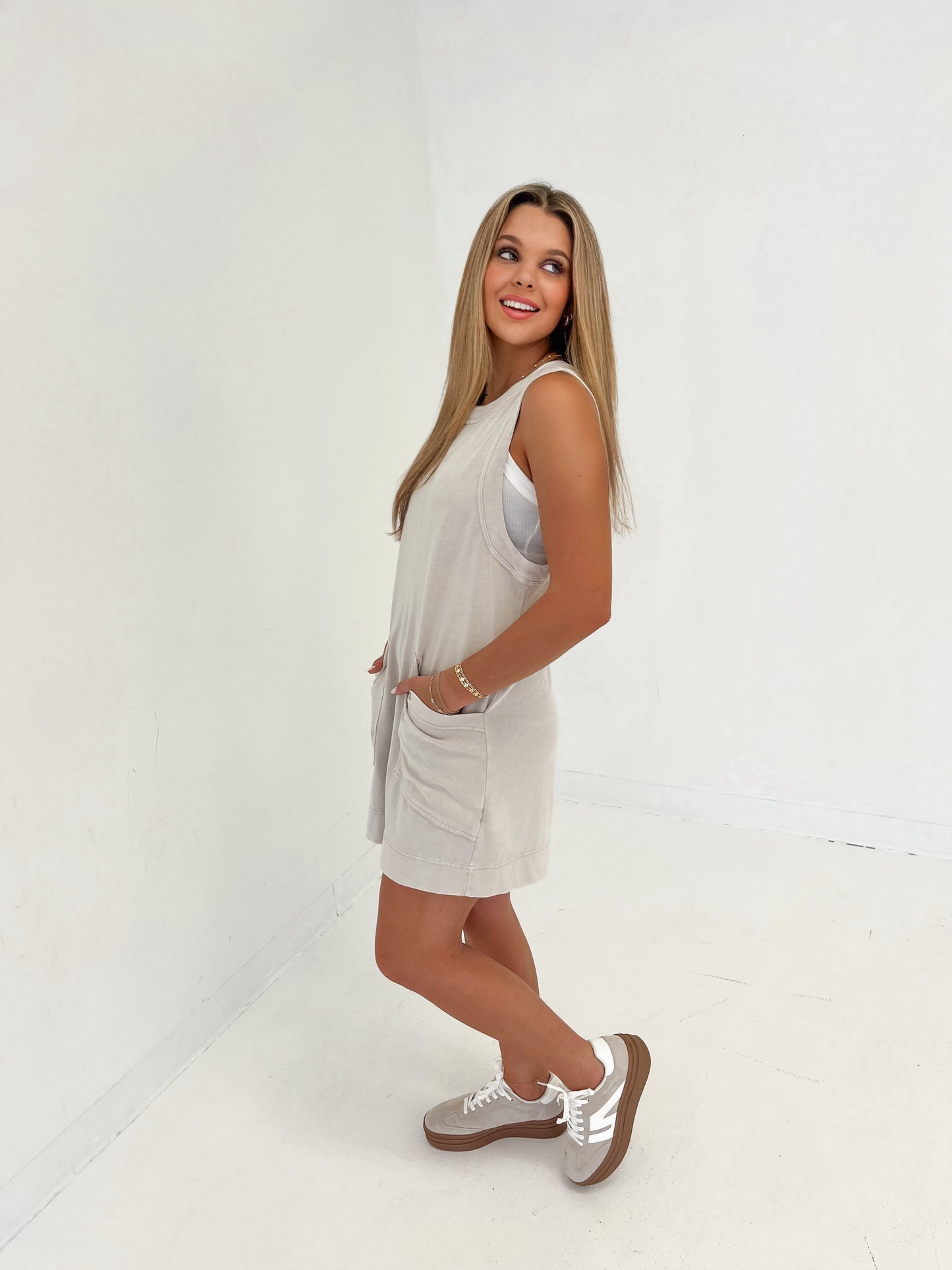 Out & About Romper | Light Taupe