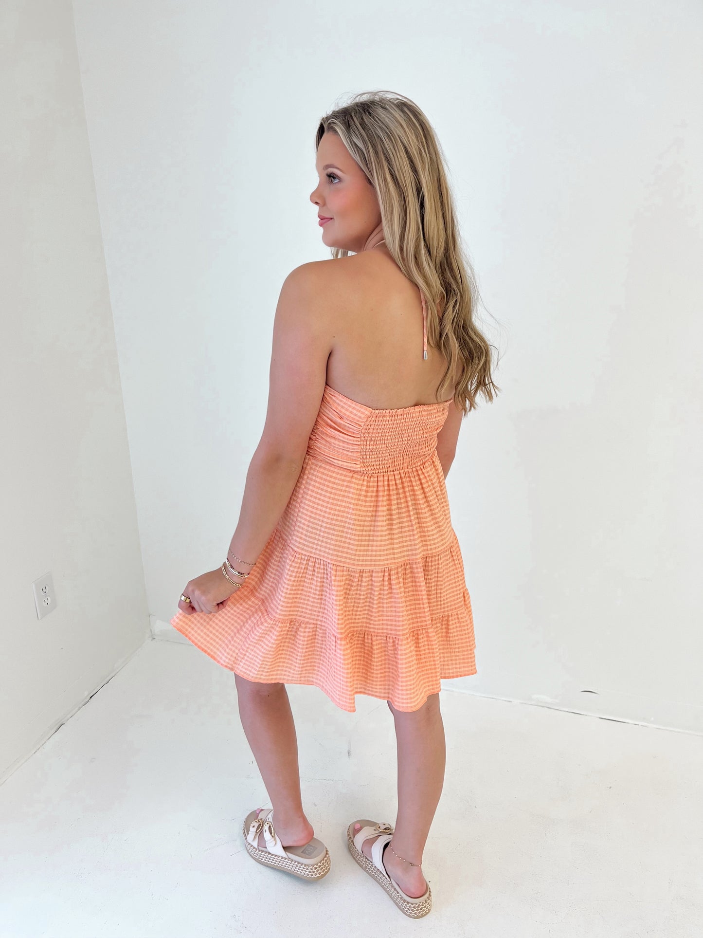 Sunkissed Gingham Mini Dress | Apricot