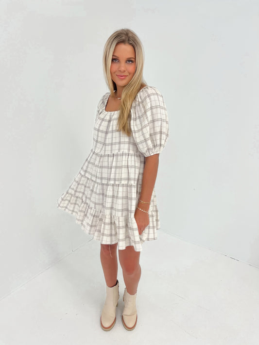Minimal Muse Plaid Mini Dress | Cream/Chocolate