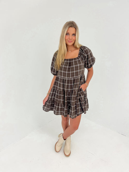 Minimal Muse Plaid Mini Dress | Espresso/Cream