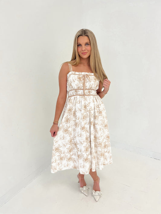 Through The Garden Midi Dress | Taupe