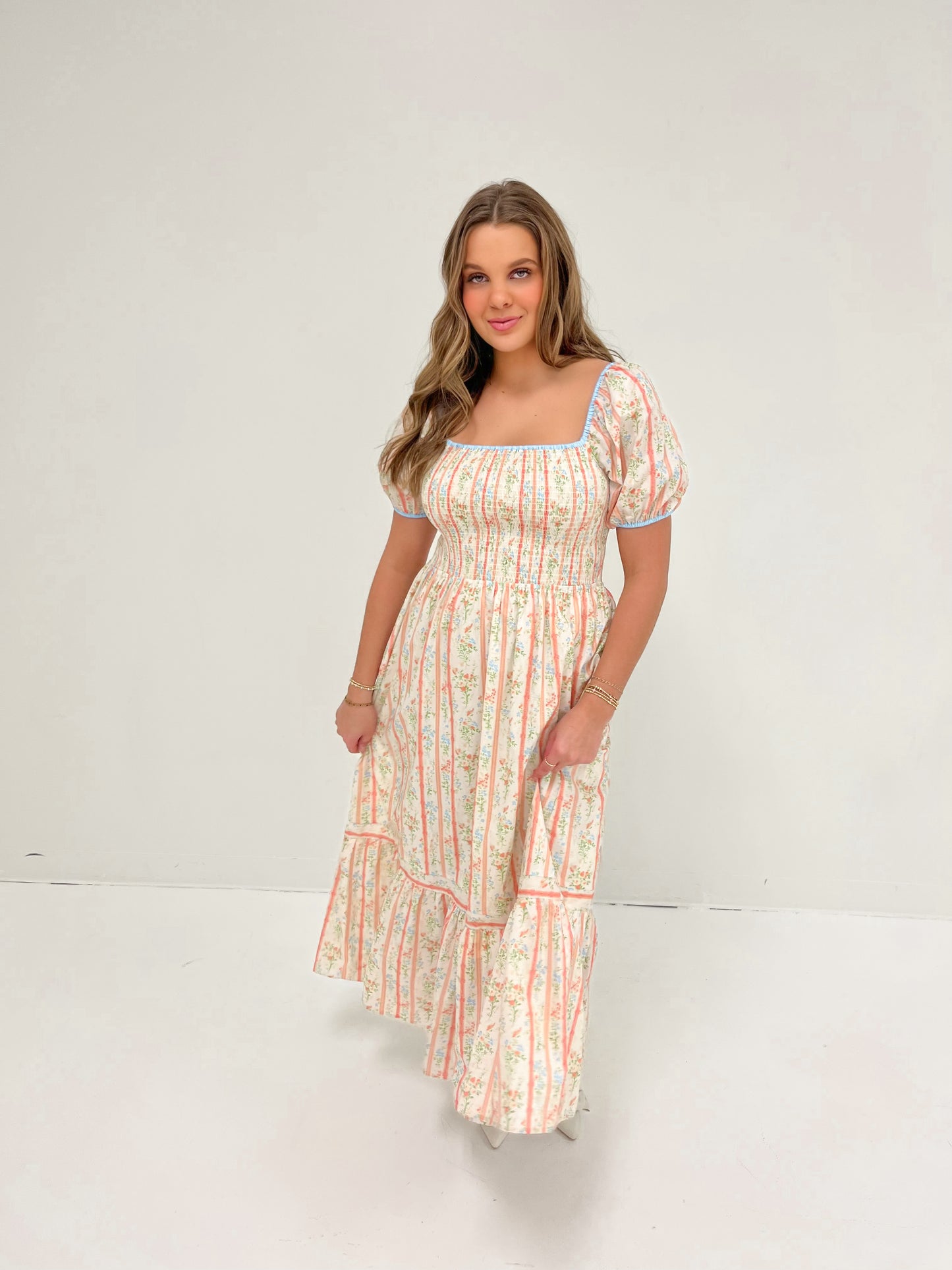 Petal Pop Maxi Dress | Cream Floral