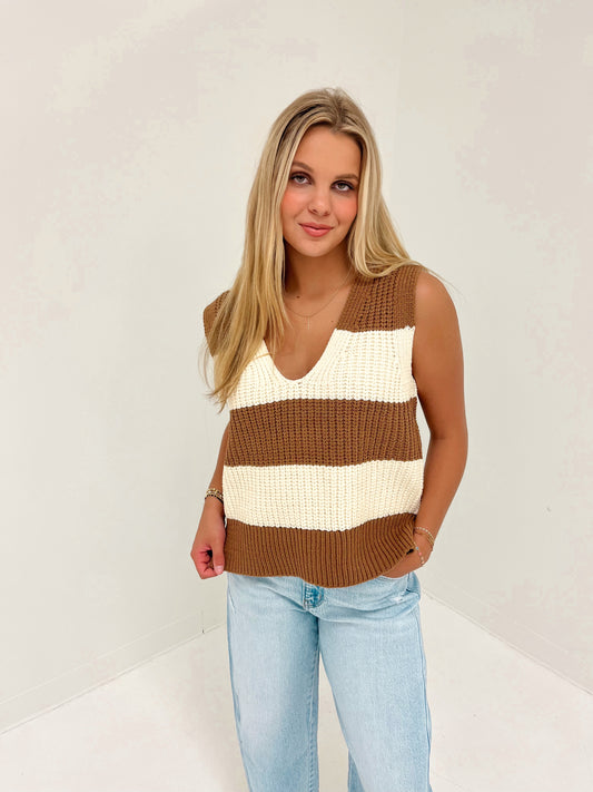 Line Up Sweater Top | Coffee/Oatmeal