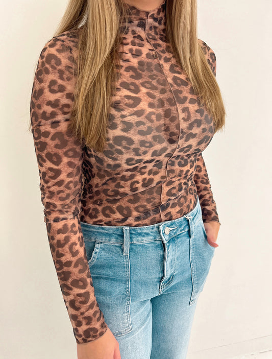 Wildly Fierce Leopard Mesh Top