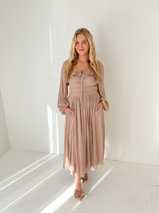 Chic Statement Midi Dress | Taupe