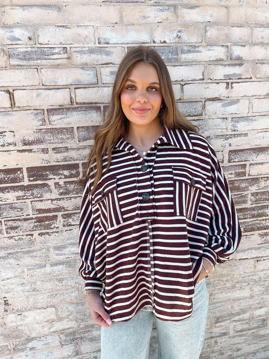 Camden Striped Pullover | Cherry Cola