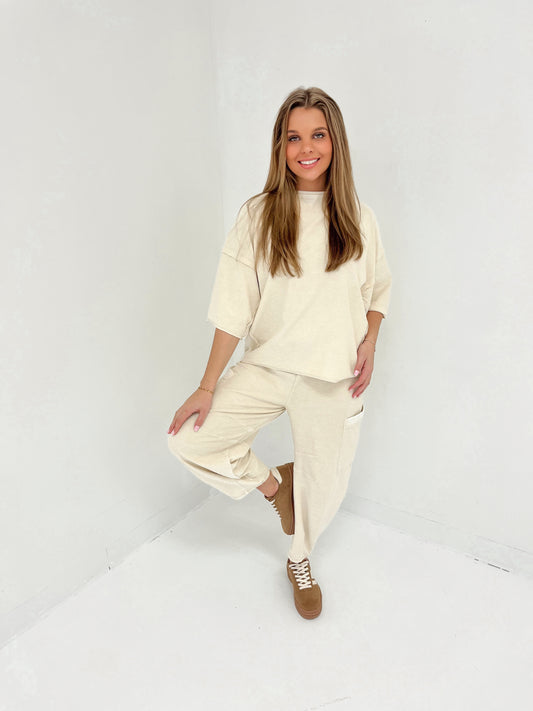 New Flow Terry Knit Pants | Light Sand