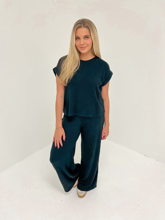 Jet Set Knit Bottoms | Black