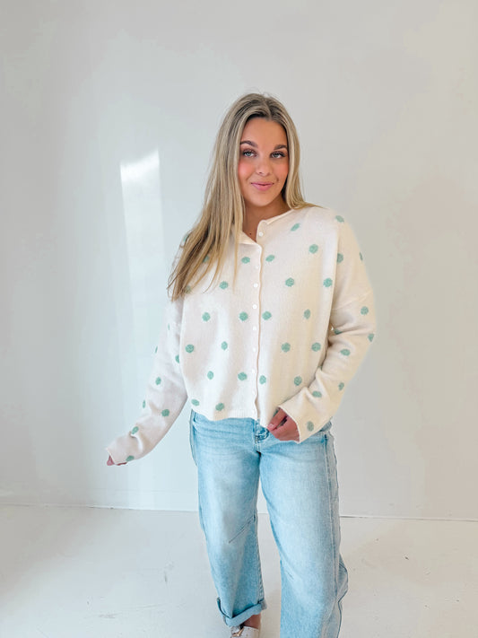 Dot To Dot Sweater Cardi | Vanilla