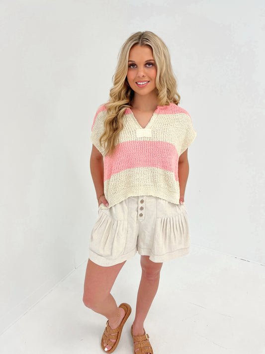 All I Need Top | Pink/Ecru