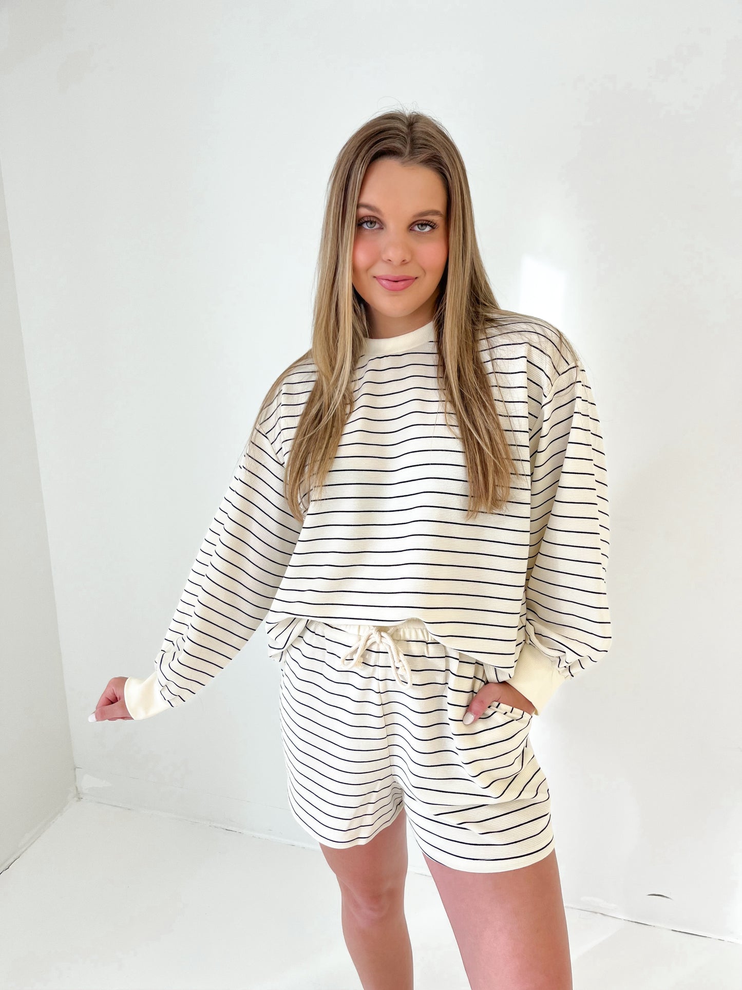 Simple Lines Pullover Top | Cream