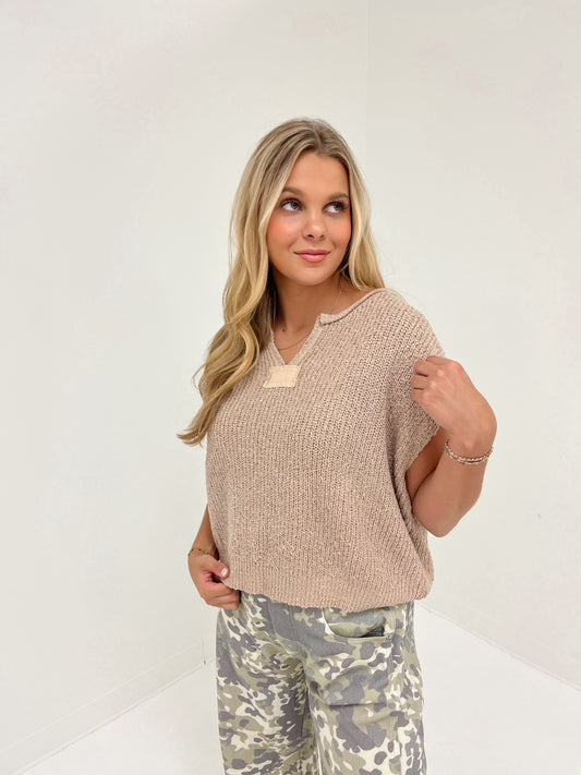 Neutral Thread Knit Top | Oatmeal