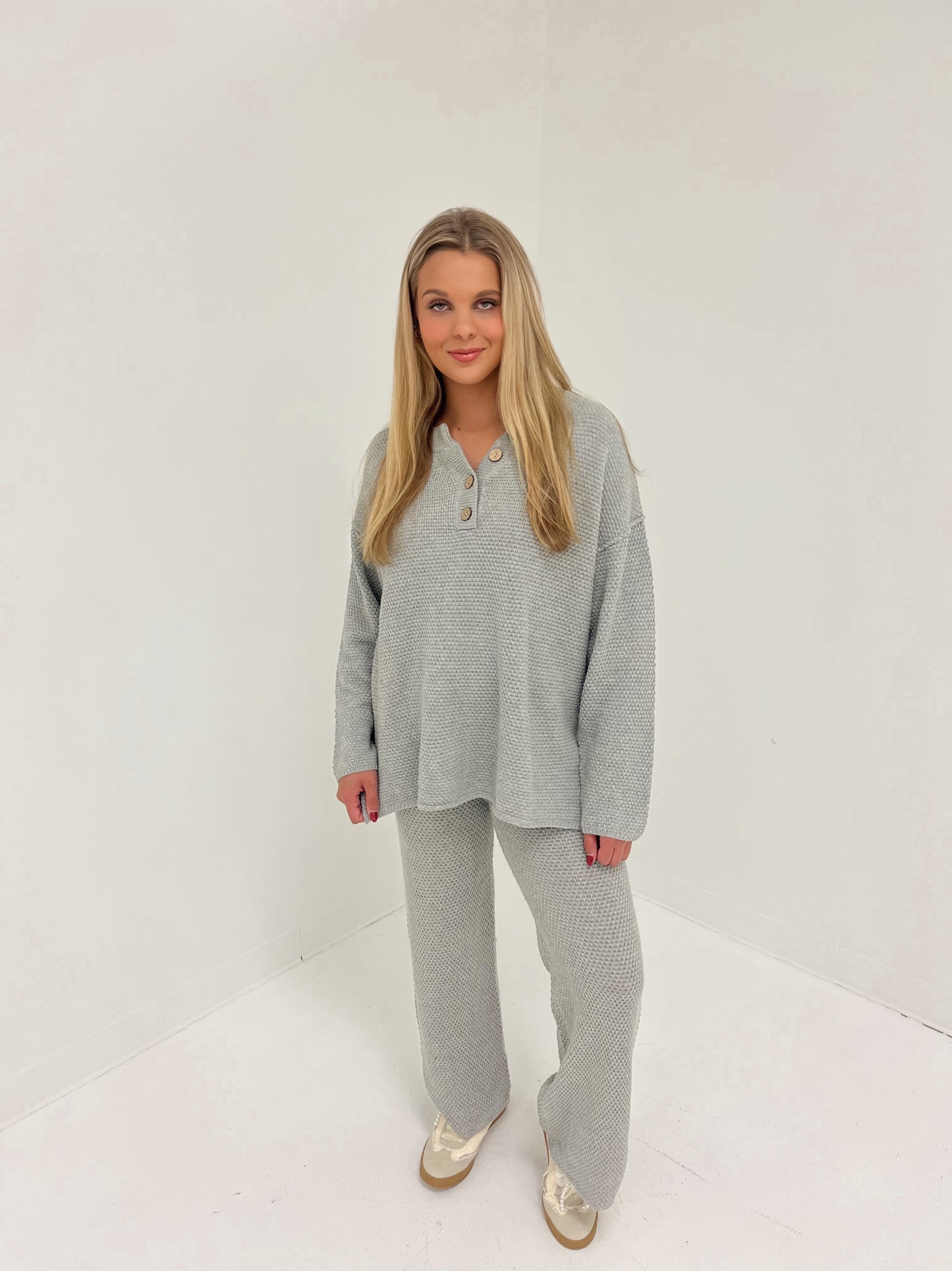 Luxe Lounge Waffle Knit Bottoms | H. Grey