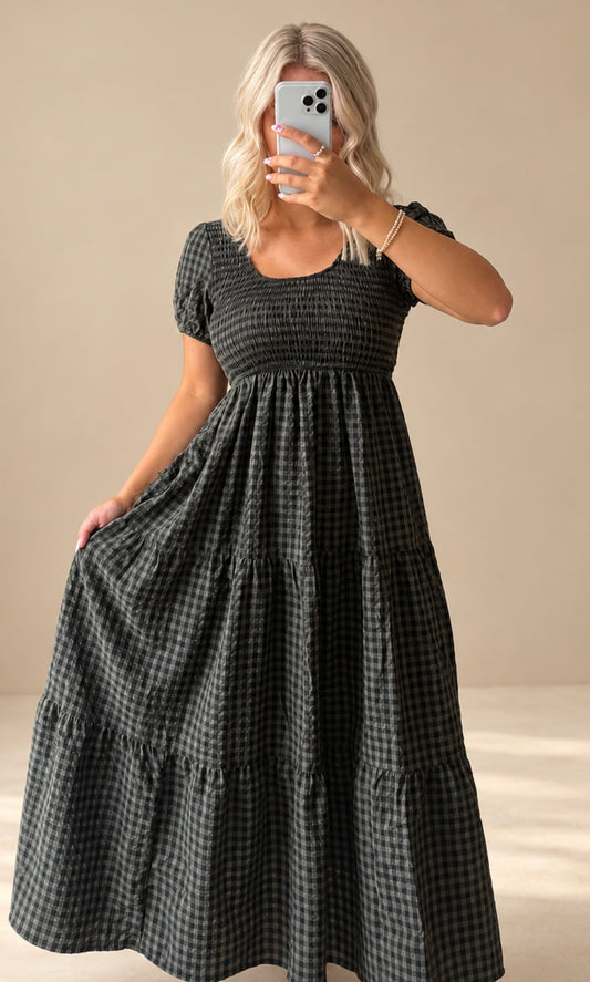 Forest Lane Plaid Midi Dress | Dark Olive