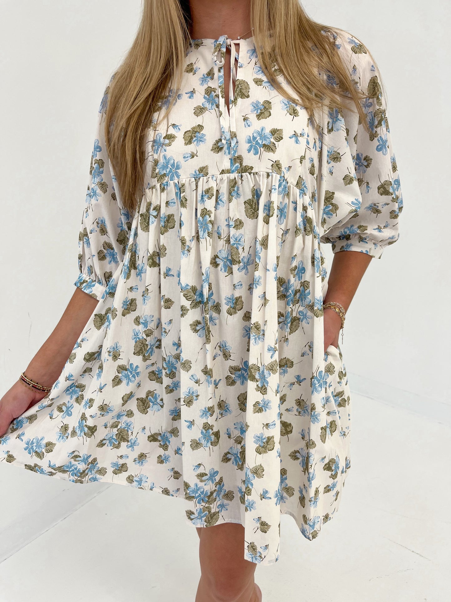 My Type Floral Mini Dress | Blue/Ecru