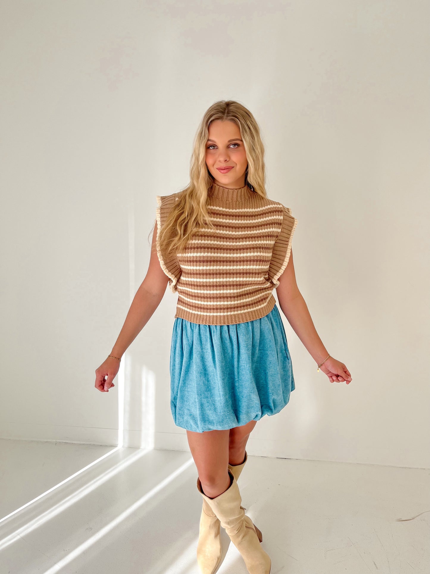 Everyday Stripe Knit Sweater Vest | Brown