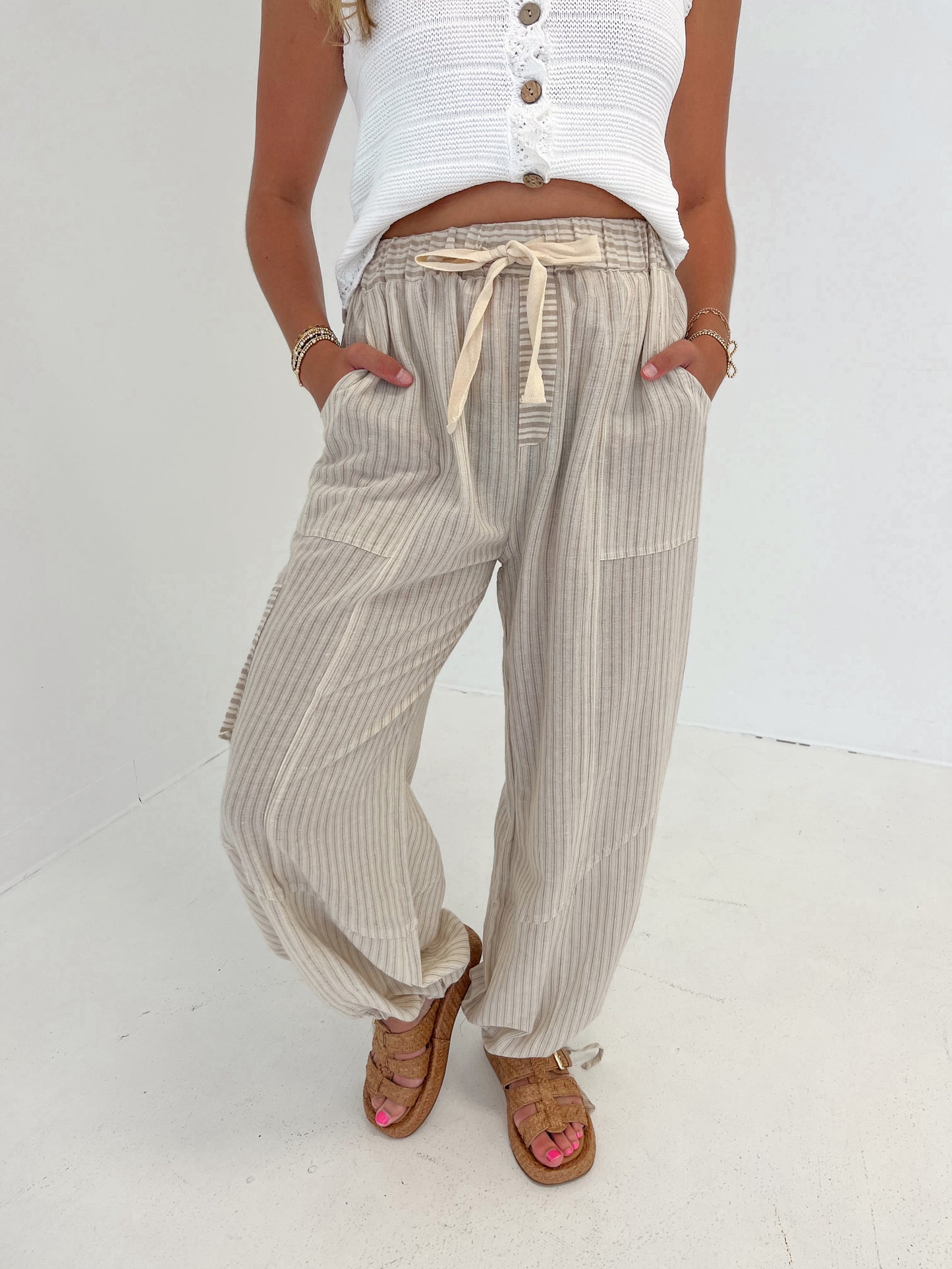 Keeping It Casual Striped Pants | Vintage Taupe