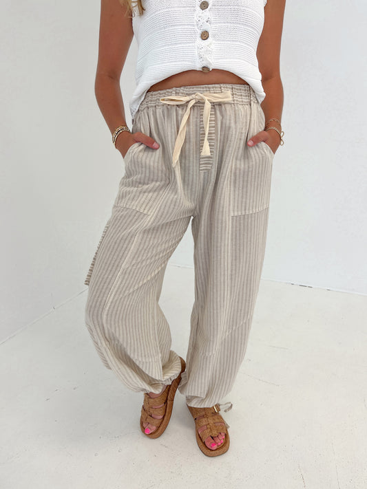 Keeping It Casual Striped Pants | Vintage Taupe