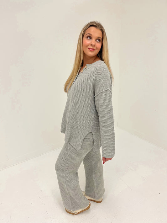 Luxe Lounge Waffle Knit Top | H. Grey