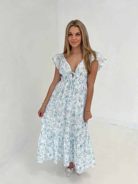 Pleasantly Perfect Floral Midi Dress | Blue