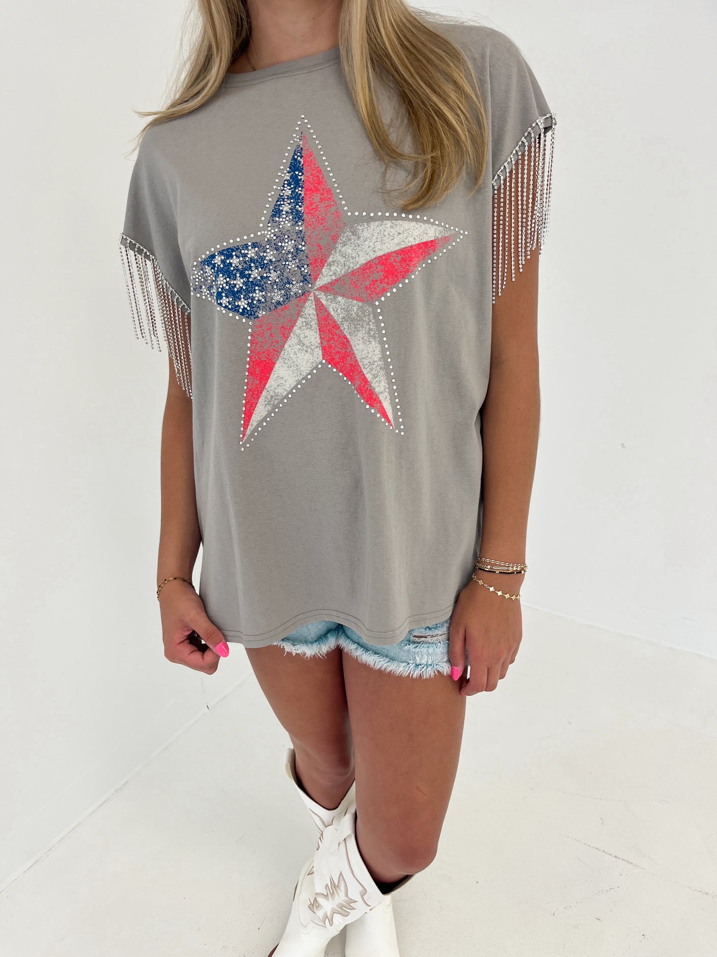 Pretty & Patriotic Top | Grey