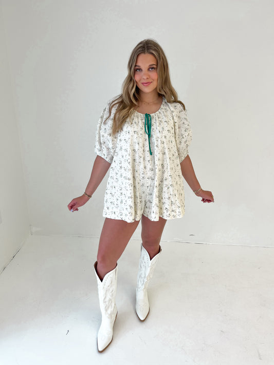Eden Bloom Romper | Cream Floral