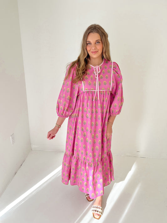 Petal Bloom Midi Dress | Pink