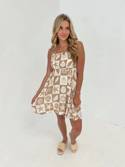 Hold My Shells Mini Dress | Khaki