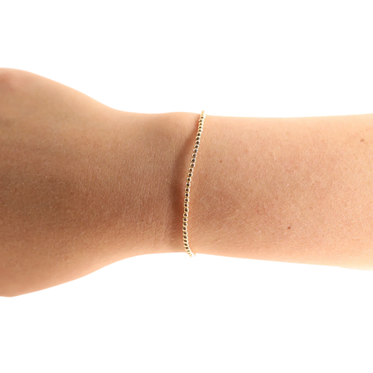 2MM Gold Beaded Bracelet | Beaded Blondes