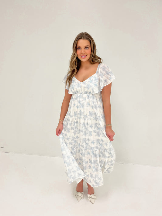 Bare Blossom Midi Dress | Slate Blue