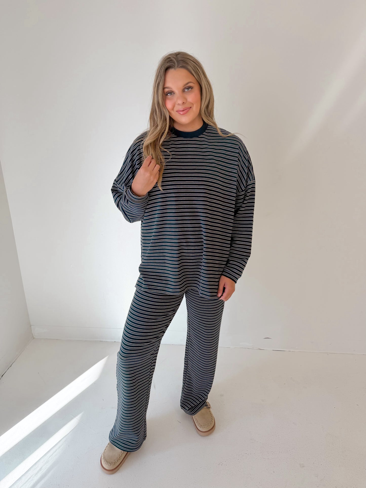 Striped Muse Knit Bottoms | Navy