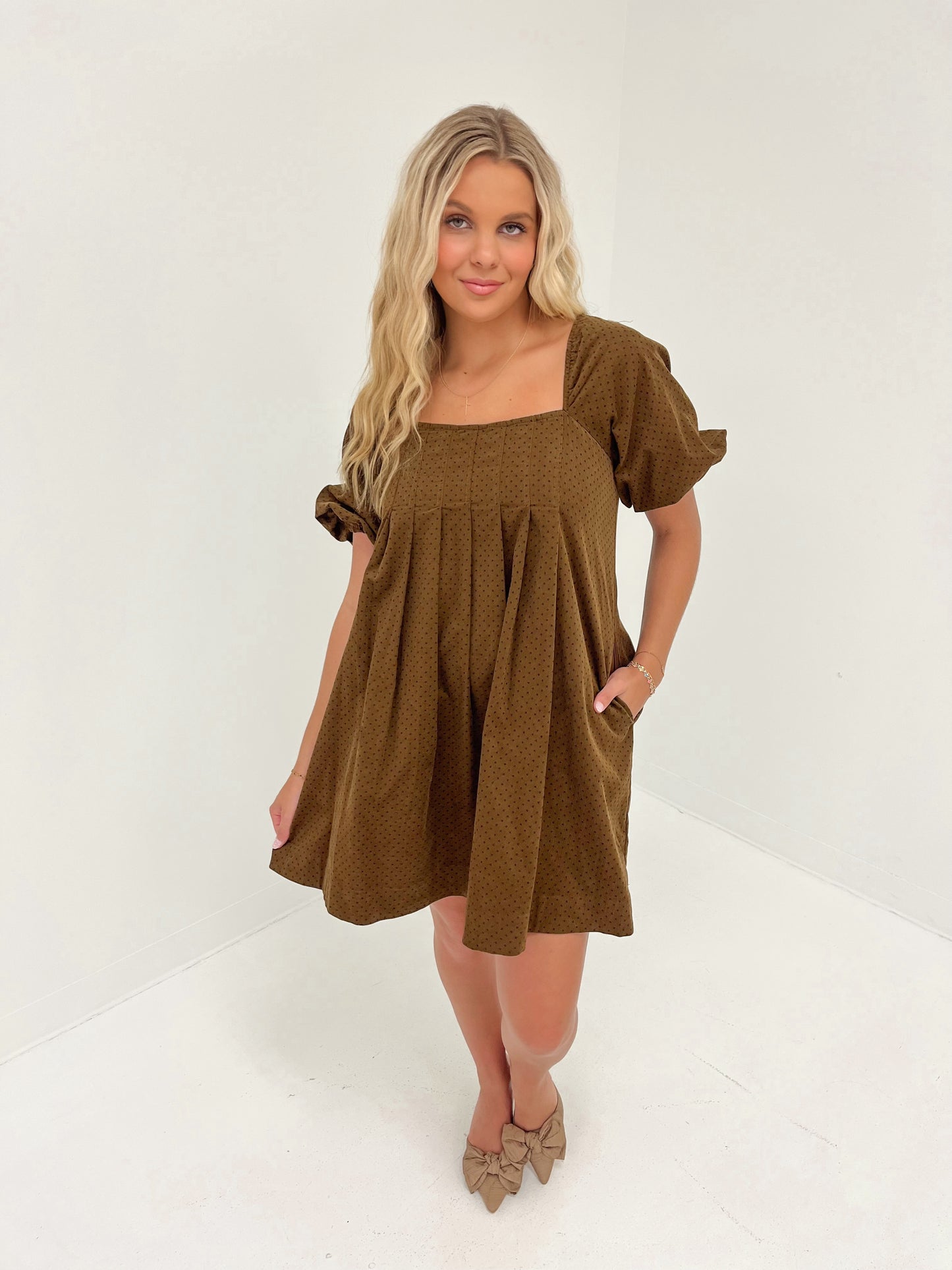 Dot Darling Mini Dress | Mocha