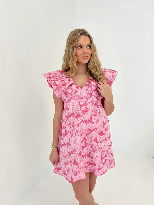 Chandler Jacquard Mini Dress | Pink