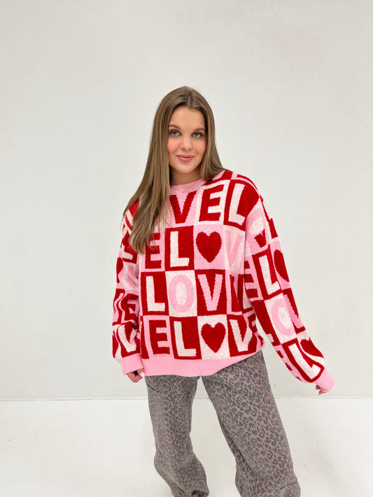 Love Letter Color Block Sweater | Pink/Red