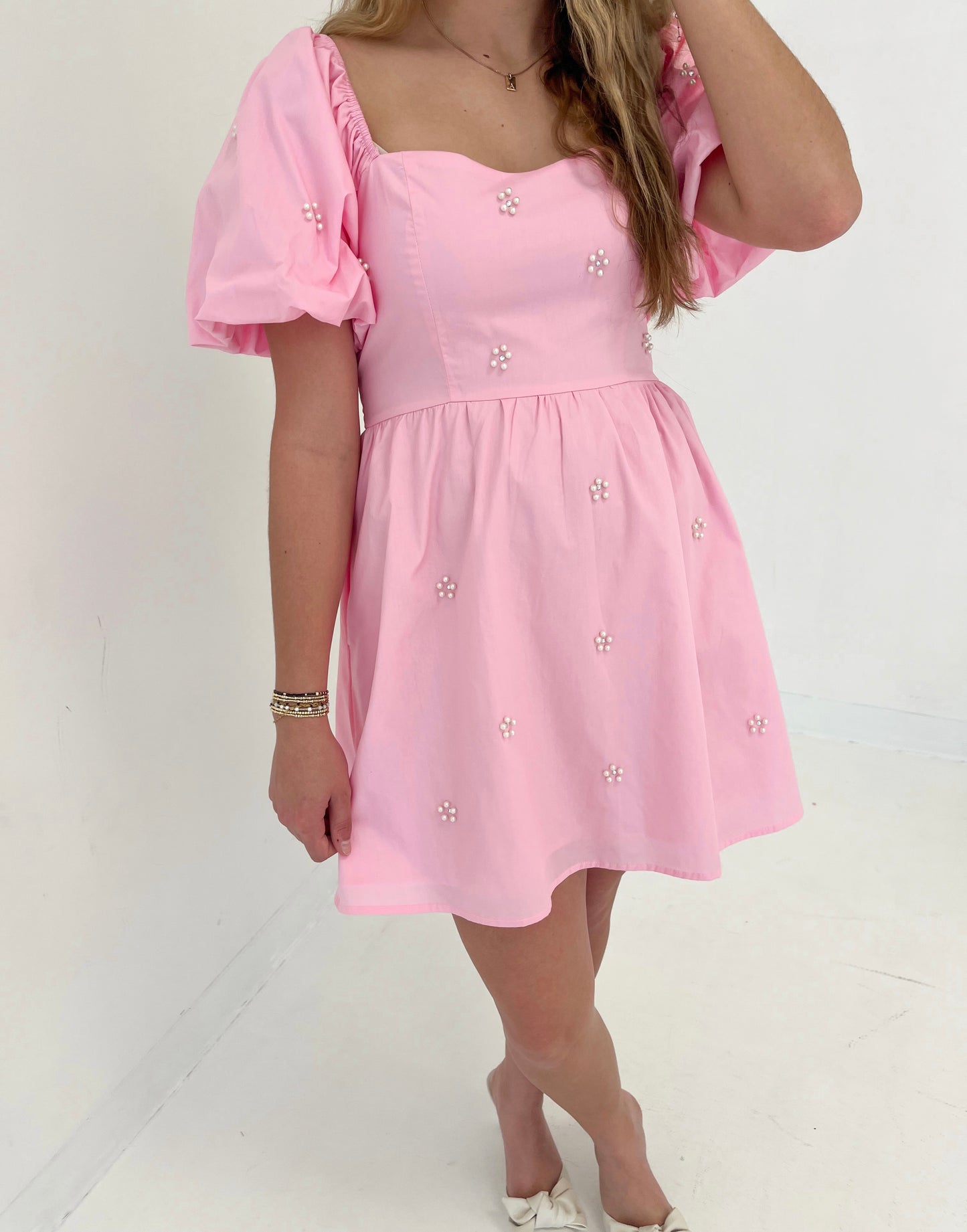 Uptown Chic Pearl Mini Dress | Pink