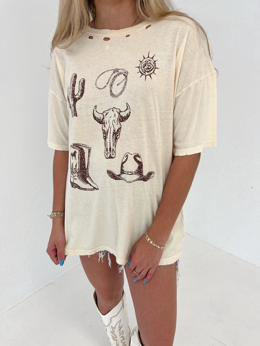 Wild West Oversized Tee | Beige