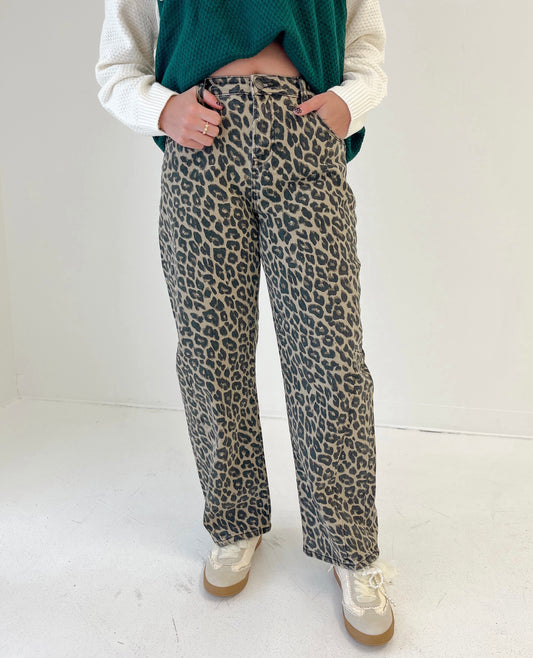 The Wild Side Barrel Pants | Leopard