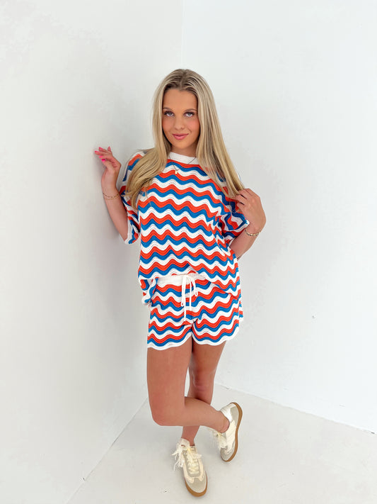 Born Free Knit Shorts | Red/White/Blue