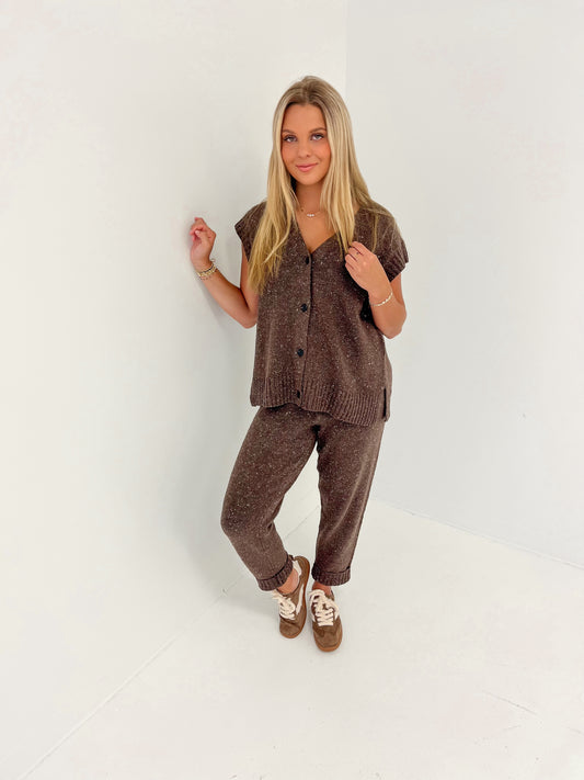 Cozy Up Knit Sweater Pants | Dark Chocolate