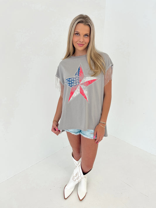 Pretty & Patriotic Top | Grey