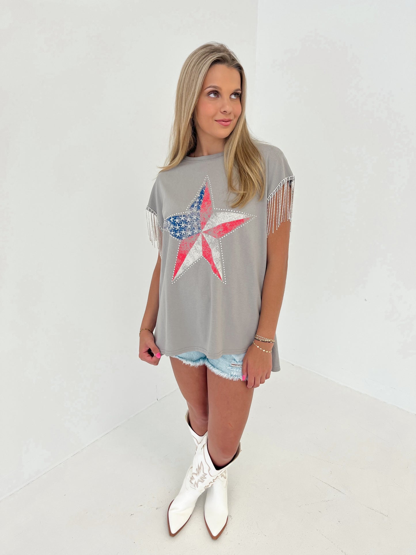 Pretty & Patriotic Top | Grey