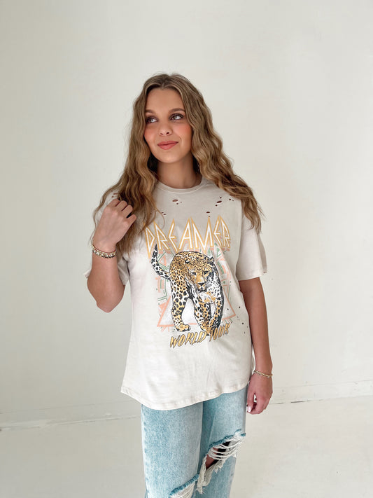 Dreamer World Tour Oversized Tee | Sand