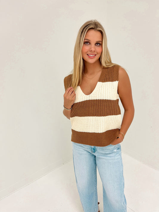 Line Up Sweater Top | Coffee/Oatmeal