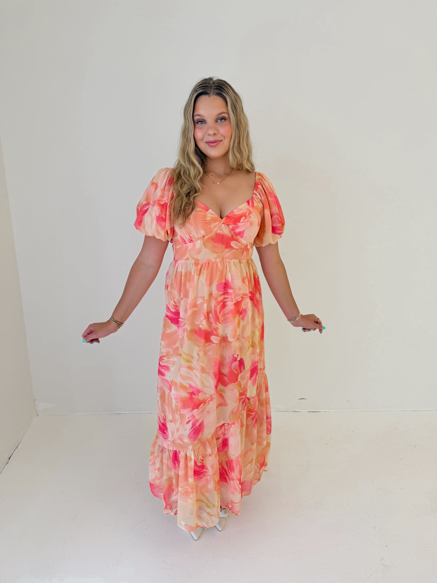 Sunset Cove Maxi Dress | Coral Multi