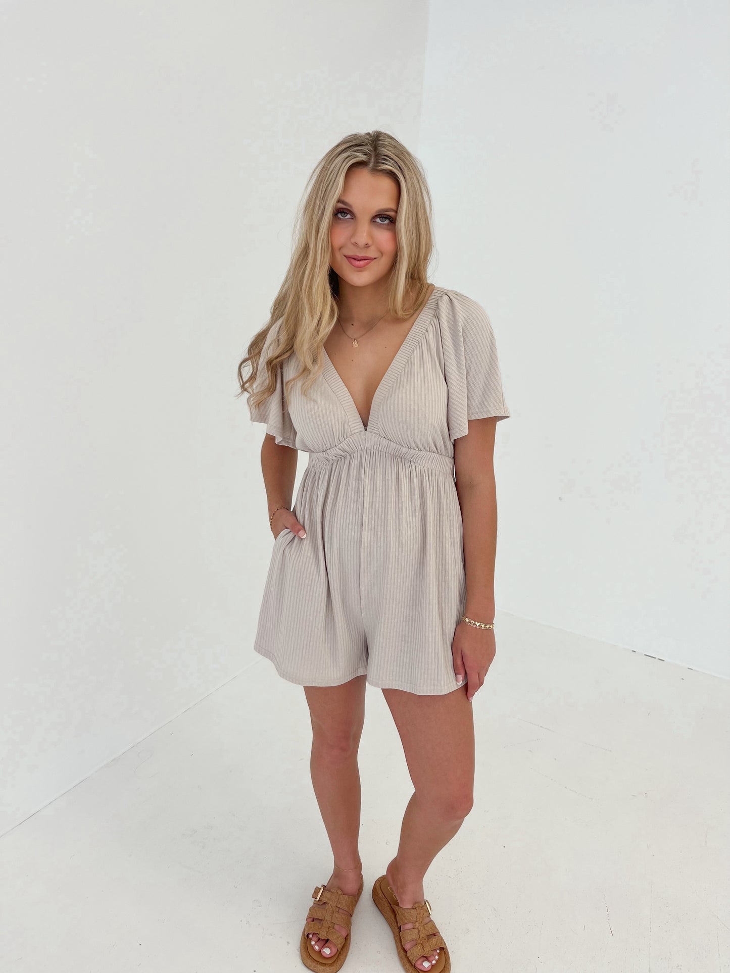 Chase The Sun Knit Romper | Seashell