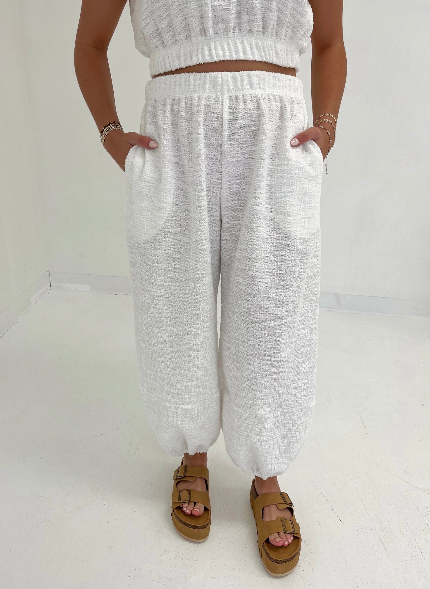 Solid Move Terry Bottoms | Ivory