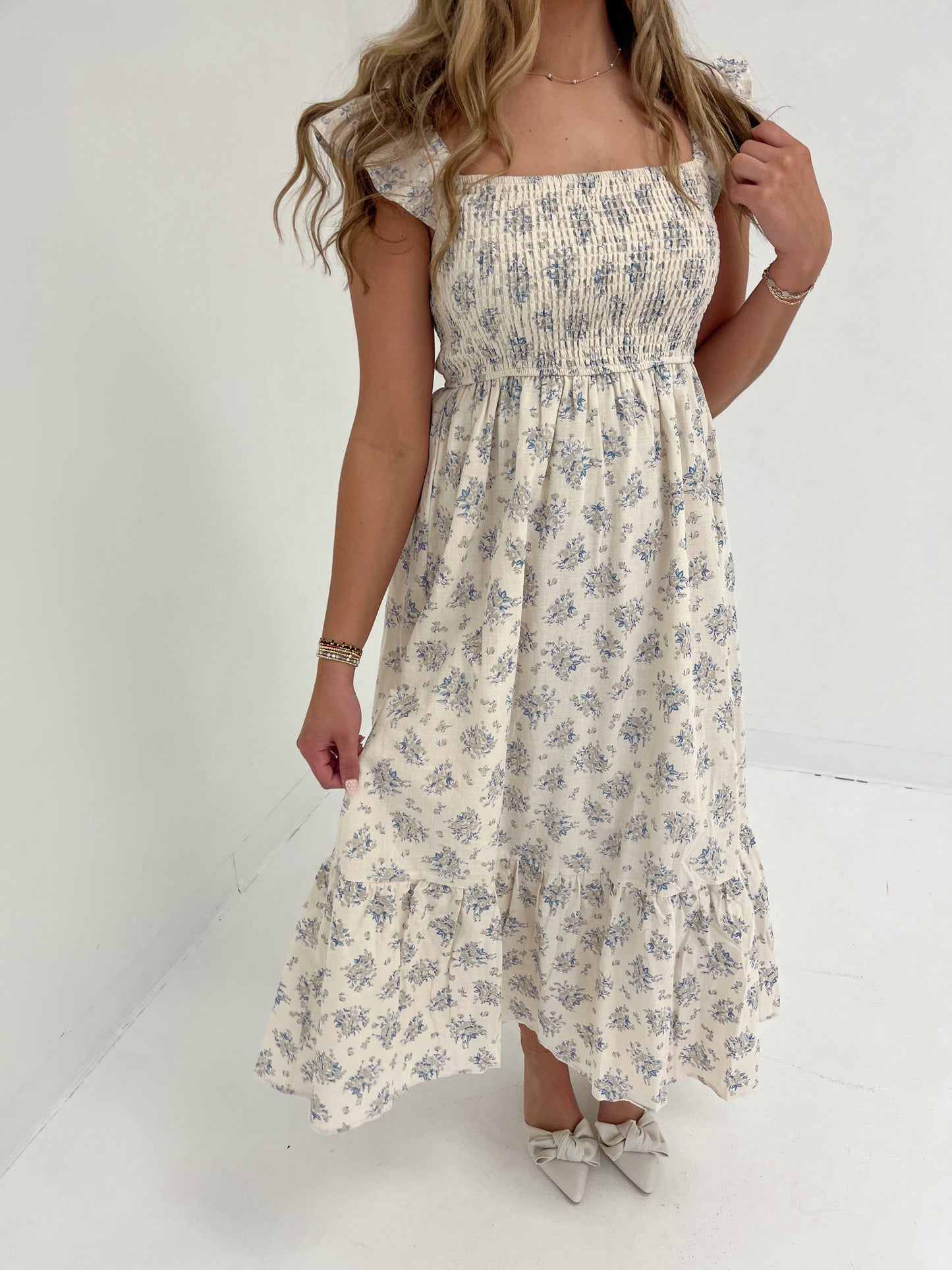 Rosaline Floral Midi Dress | Blue
