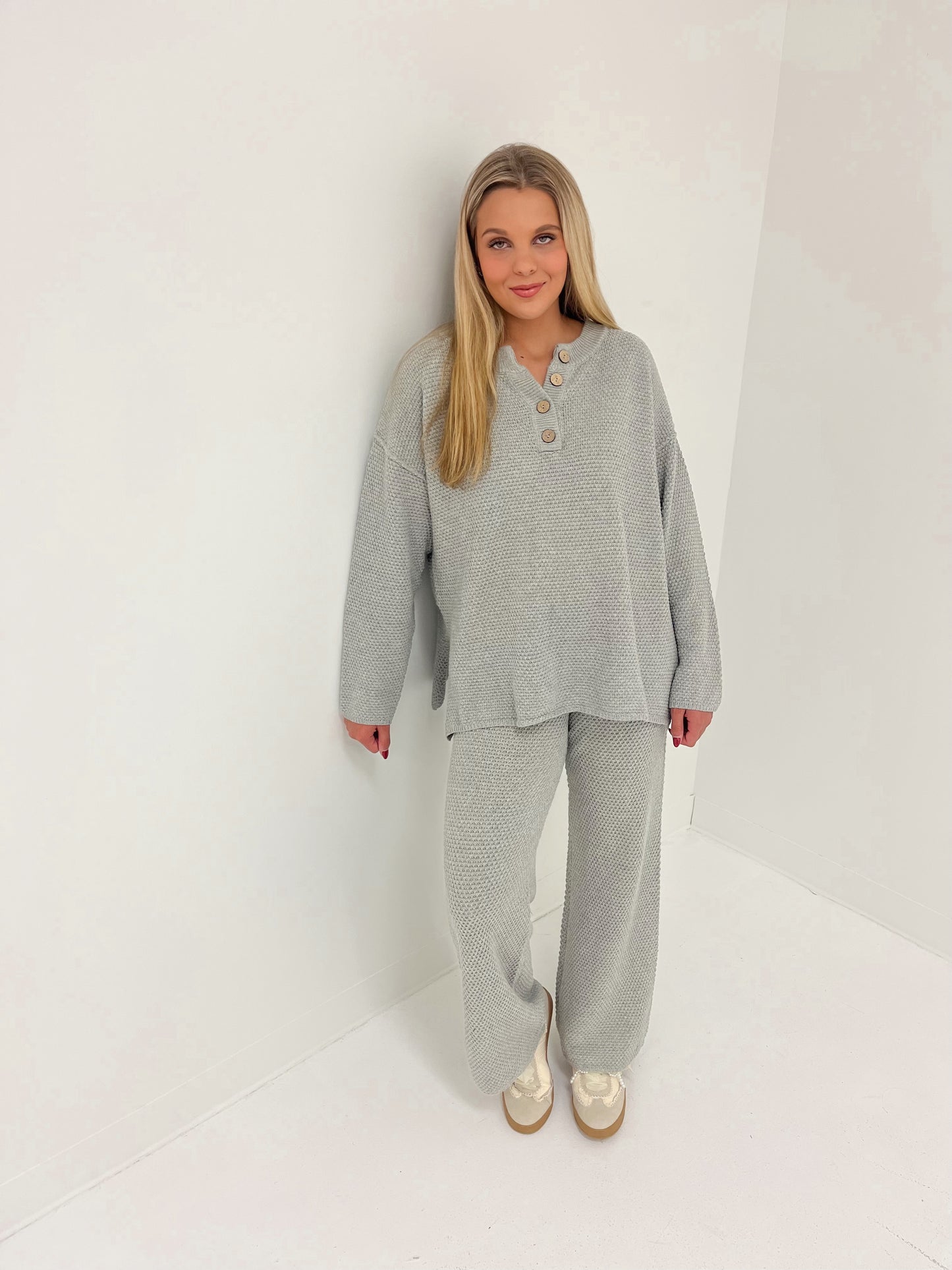 Luxe Lounge Waffle Knit Bottoms | H. Grey