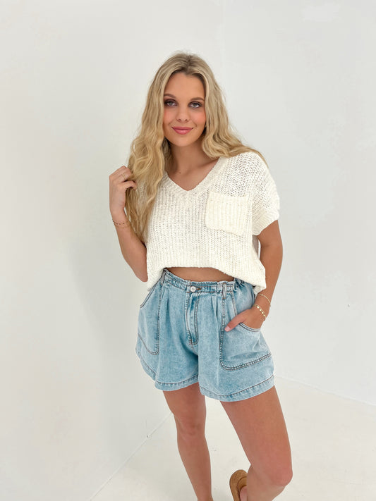 Milla Denim Wide Leg Shorts | Light