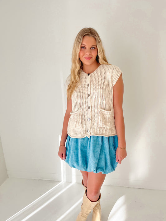 Fireside Knit Sweater Vest | Cream
